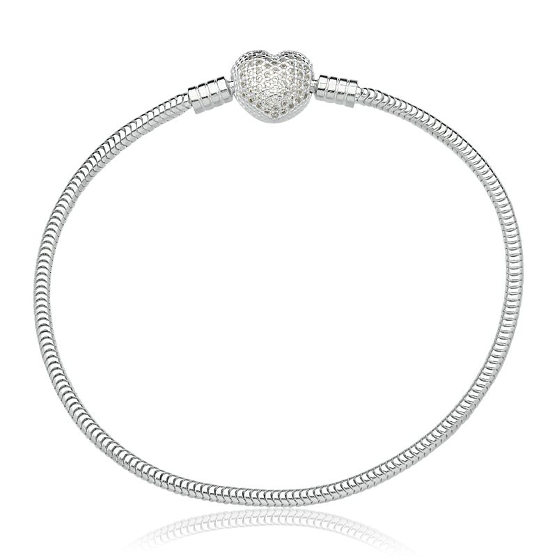 Pulseira Berloque Prata 925 Coração Zircônias | Foreli Berloques