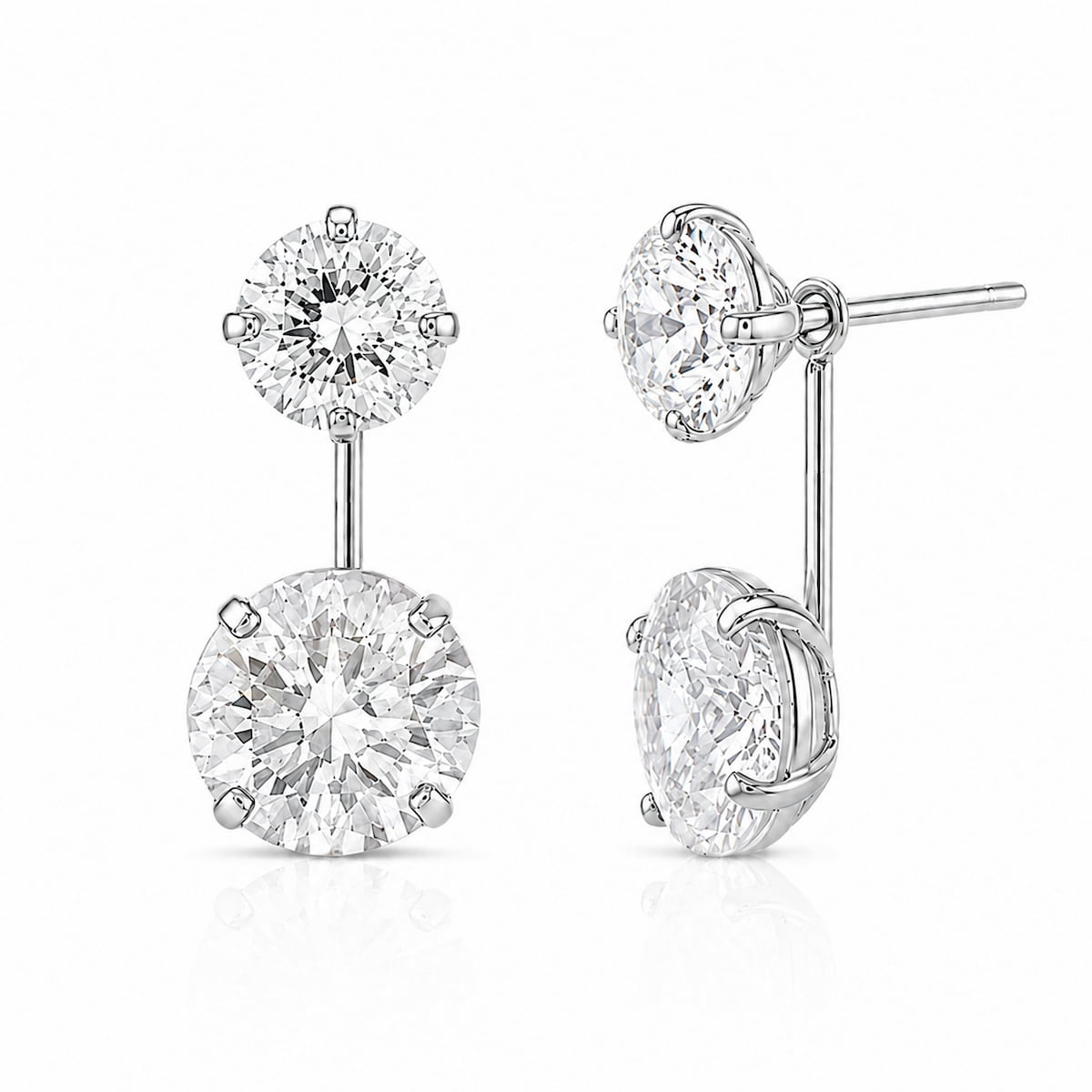 Brinco de Prata Dupla Zircônias: Elegância e Brilho em Cada Detalhe