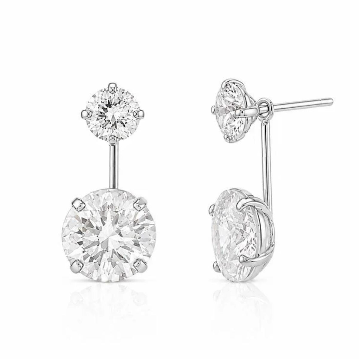Brinco de Prata Dupla Zircônias: Elegância e Brilho em Dose Dupla